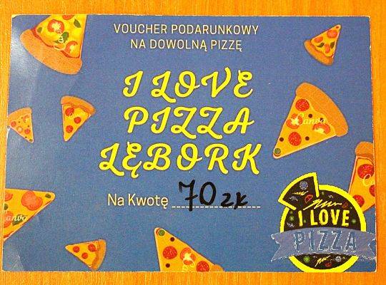 Grafika 3. Voucher na dowolną pizzę przekazany przez pizzerię I Love Pizza o wartości 70 zł.