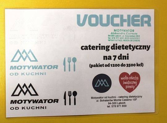 Grafika 12. Voucher na 7-dniowy catering dietetyczny przekazany przez firmę Motywator z Lęborka.
