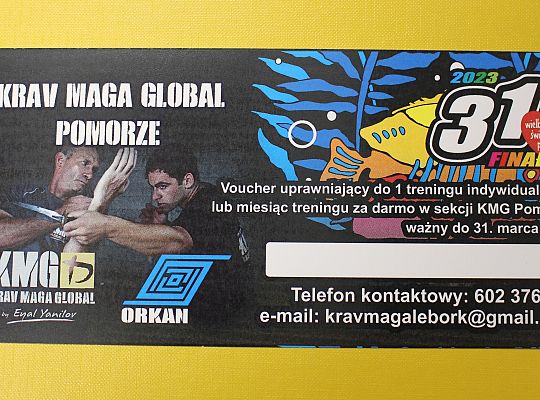 Grafika 11. Voucher ma zajęcia z krav magi przekazane przez Lęborski Klub Bokserski Orkan.