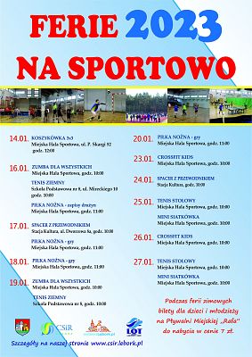 Grafika Ferie 2023 na sportowo